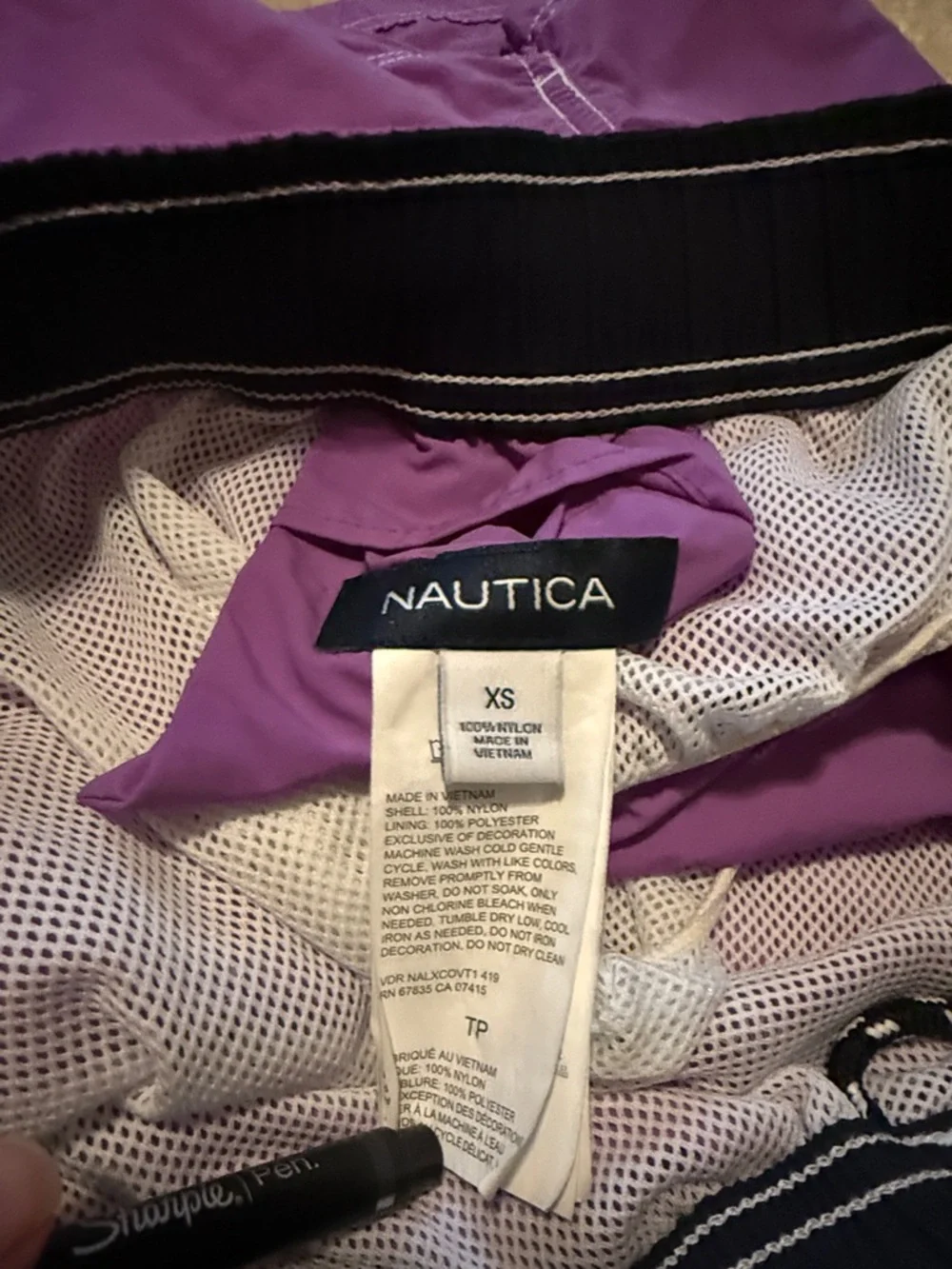 Nautica Purple Swim Board Shorts with White Drawstring Summer Beach Poolside